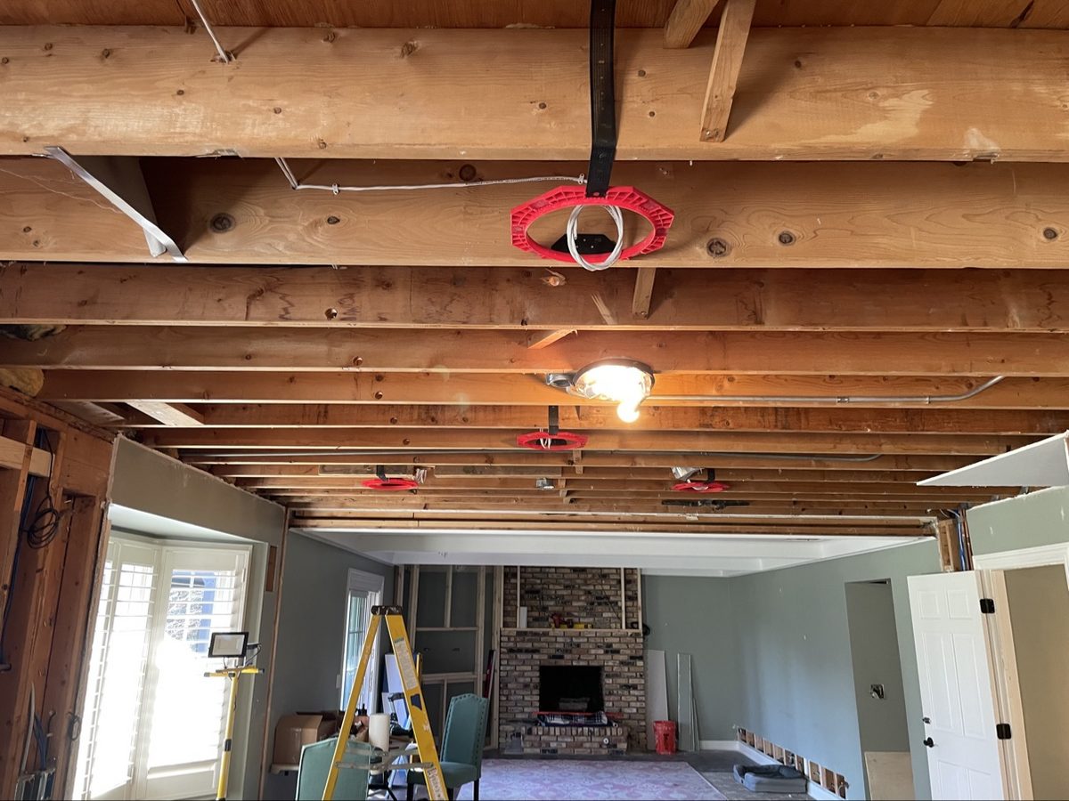 Ceiling recessed lighting rough-in with open-can lights