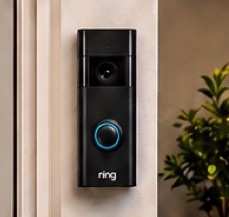 Ring video doorbell installed on a front entrance